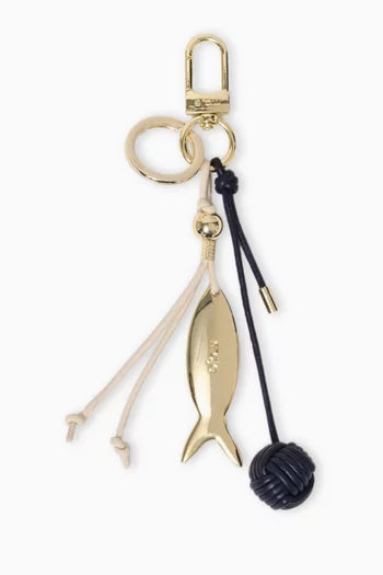 Nautical-detail Bag Charm in Leather & Brass