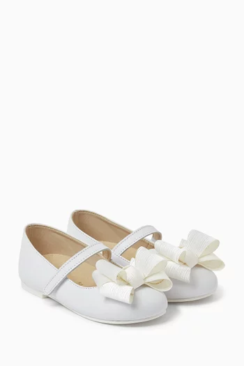 Bow Ballerina Flats in Leather