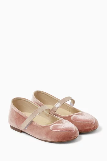 Heart Ballerina Flats in Velvet