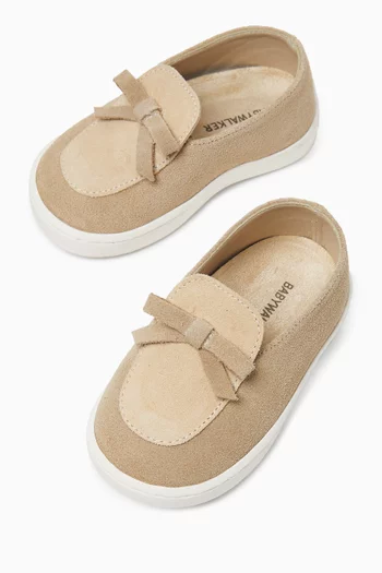 Handmade Bow Loafers in Suede