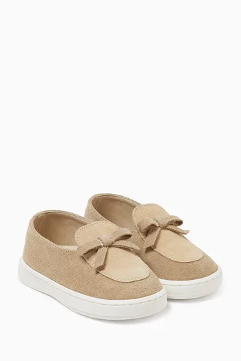 Handmade Bow Loafers in Suede