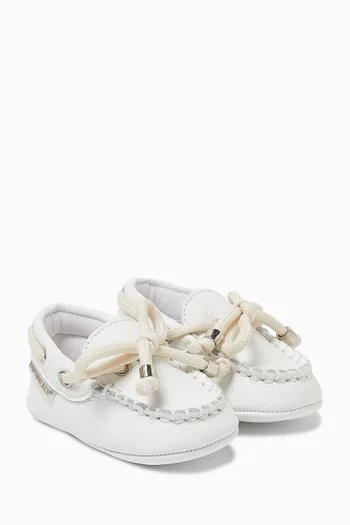 Lace-Up Printed Loafers in Leather