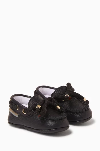 Lace-Up Printed Loafers in Leather