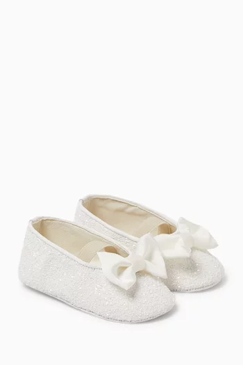 Glitter-embellished Bow Ballerinas