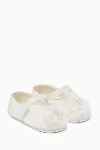 Pom-Pom Embellished Ballerina Flats