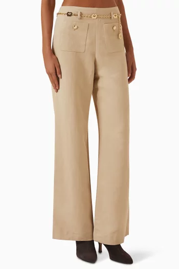 Wide-leg Pants in Linen Blend