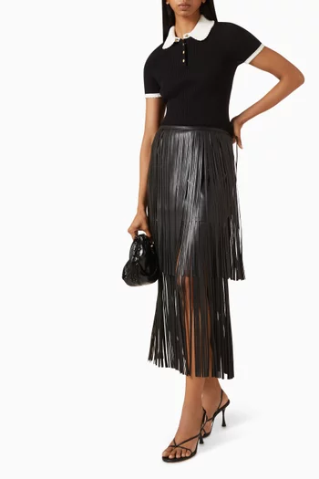Justo Fringe Skirt in Faux Leather