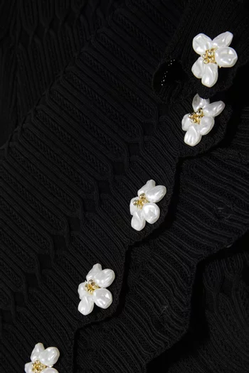 Flower-appliqué Knit Skirt in Viscose Blend