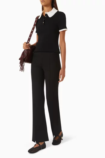 Flared-leg Slit Pants in Viscose Blend