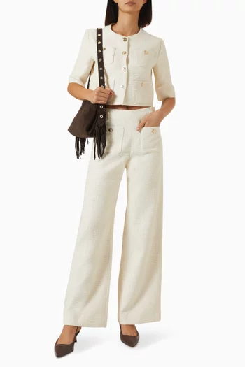 High-waist Pants in Lurex Tweed