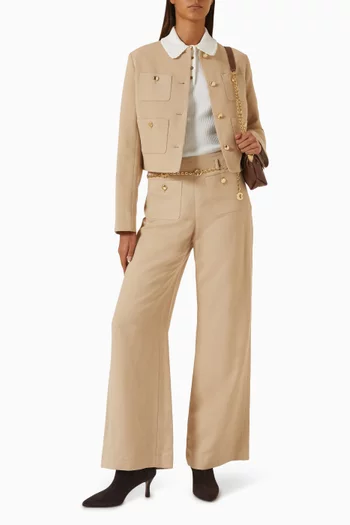 Cropped Jacket in Linen-blend