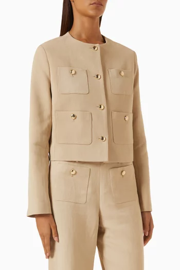 Cropped Jacket in Linen-blend