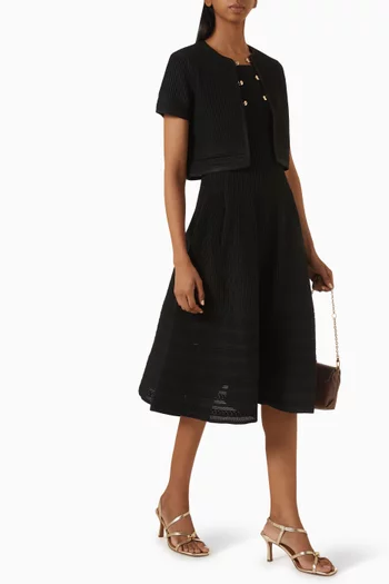 Textured Skater Midi Dress in Knit