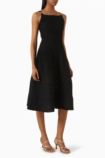 Textured Skater Midi Dress in Knit