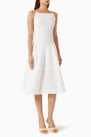 Textured Skater Midi Dress in Knit