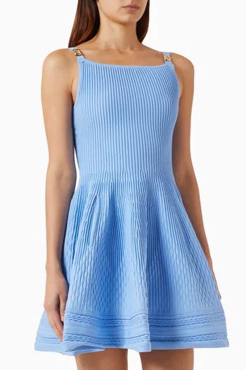Textured Skater Mini Dress in Knit