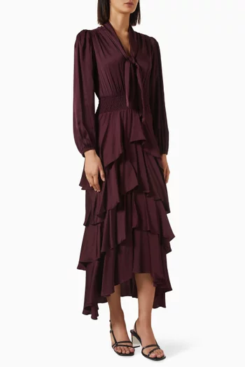 Ruffinelaty Tie-neck Dress
