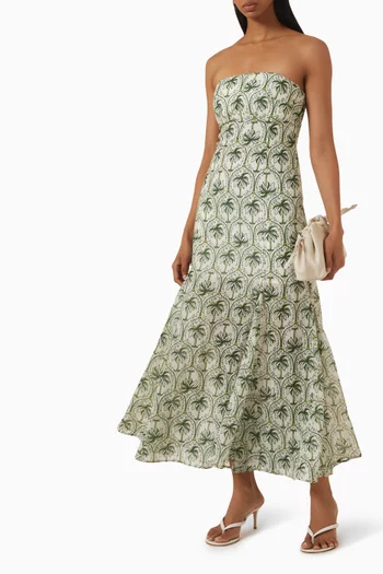 Printed Midi Dress in Cotton