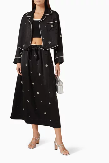 Sorela Embellished Skirt in Linen-blend