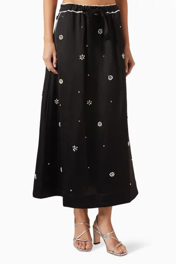 Sorela Embellished Skirt in Linen-blend