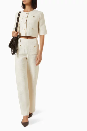 Buttoned Cropped Jacket in Tweed
