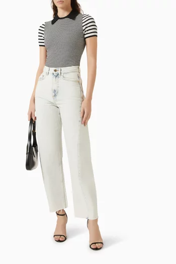 Striped Textured Polo T-shirt in Knit