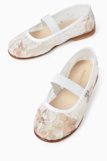 Barbara Mini Floral Ballerina Pumps in Lace