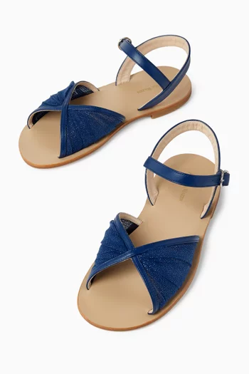 Katy Mini Glitter Sandals in Leather