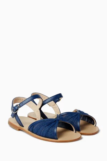 Katy Mini Glitter Sandals in Leather