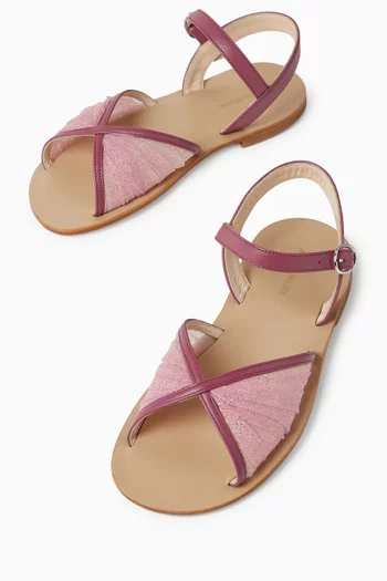 Katy Mini Glitter Sandals in Leather