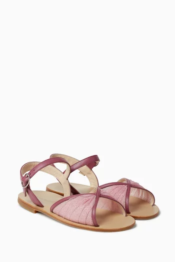 Katy Mini Glitter Sandals in Leather