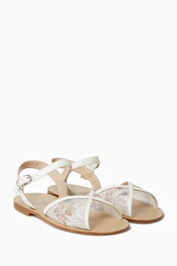 Katy Mini Floral Sandals in Leather