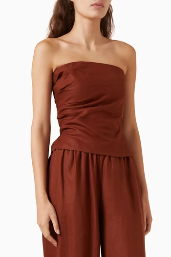 Alzira Strapless Top in Linen