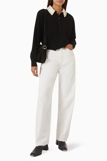 Fitzgerald Bead Polo Sweater in Wool Blend