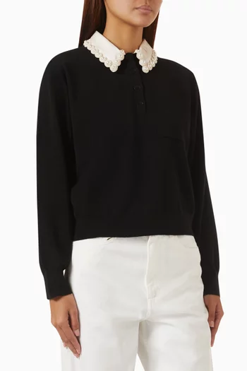 Fitzgerald Bead Polo Sweater in Wool Blend