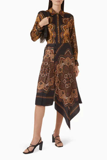 Portobello Asymmetrical Scarf-print Skirt