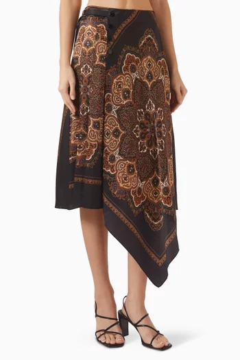 Portobello Asymmetrical Scarf-print Skirt