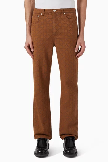 Square Cross Motif Jeans in Denim