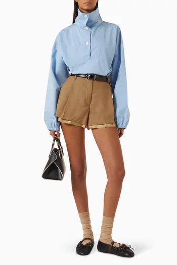 High-neckline Jacket in Cotton