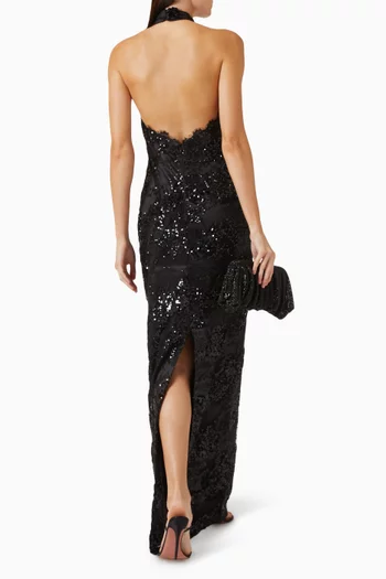Beau Sequinned Halter Gown