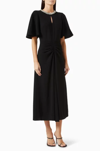 Noemie Crystal-neck Dress in Bonded Crepe