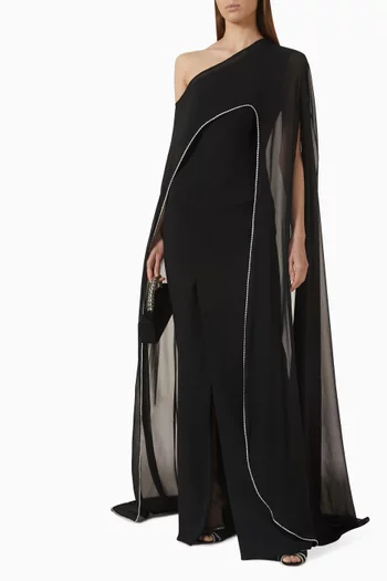 فستان سهرة سيريان كريب وشيفون