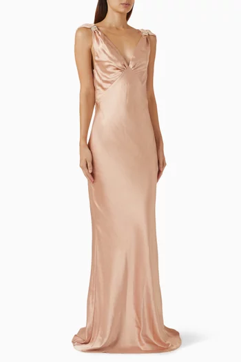 x Pronovias Jioanna Dress in Satin & Georgette