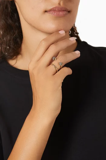 Twin Skull Double Ring in Gold-tone Brass