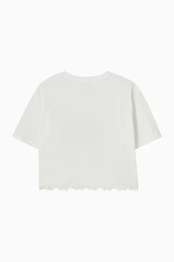 Flower Detail T-shirt in Cotton