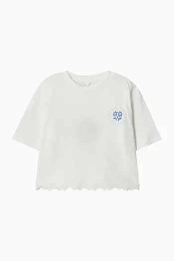 Flower Detail T-shirt in Cotton