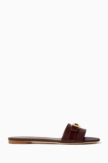 DG Logo Flat Slides in Leather