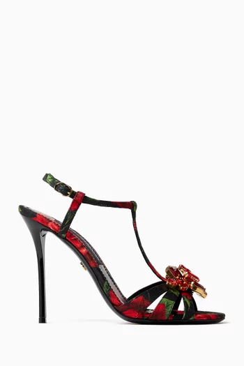 Keira 105 2.0 Rose-print Brocade Sandals