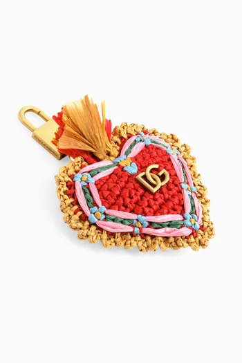 Heart Bag Charm in Raffia