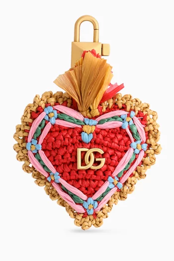 Heart Bag Charm in Raffia